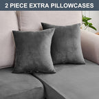 Couch Cover 4-Piece Elastic Velvet Couch Cushion Covers & Chaise Slipcovers for L-Shaped Sofas - Sofa Seat Covers Washable, Soft Protector for Couches (3 Seater + Chaise, Grey)