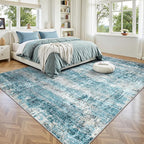 LEPEII 6x9 Area Rugs, Washable Modern Abstract Area Rugs for Living Room, Indoor Neutral Area Rug for Bedroom, Dining Room, Low Pile Non-Slip Non Shedding Rugs-Blue