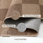 Lahome Checkered Easy Jute Kitchen Runner Rug, 2x8 Outdoor Rugs Washable