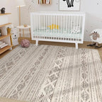 Nakagishi 8x10 Area Rugs Living Room: Washable Boho Large Neutral Soft Farmhouse Rug Stain Resistant Modern Moroccan Non-Slip Indoor Carpet for Bedroom Nursery Kids Office Dining Room- Dark Brown