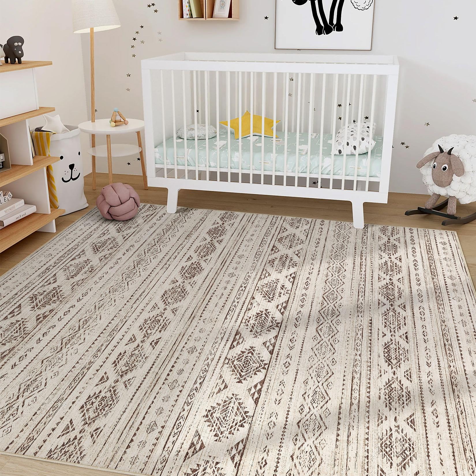 Nakagishi Boho 10x12 Area Rug Living Room Rugs Machine Washable Dark Brown