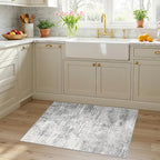 Abstract 2x3 Entryway Area Rugs: Washable Water Resistant Kitchen Rug Non-Slip Durable Doormat Ultra Soft Bedroom Beside Carpet Indoor Low Pile Floor Mat for Bathroom Stove Sink Area(2x3,Light/Grey)