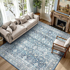 Lofus 5x7 Area Rug for Living Room,Blue Washable Area Rugs with Non-Slip Backing,Soft Boho Carpets for Bedroom Dining Room Home Office Indoor Nursery