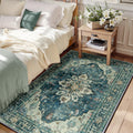 RELEANY Washable Area Rug, 3'x5', Blue/Vintage Dark Blue