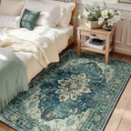 RELEANY Washable Area Rug, 3'x5', Blue/Vintage Dark Blue