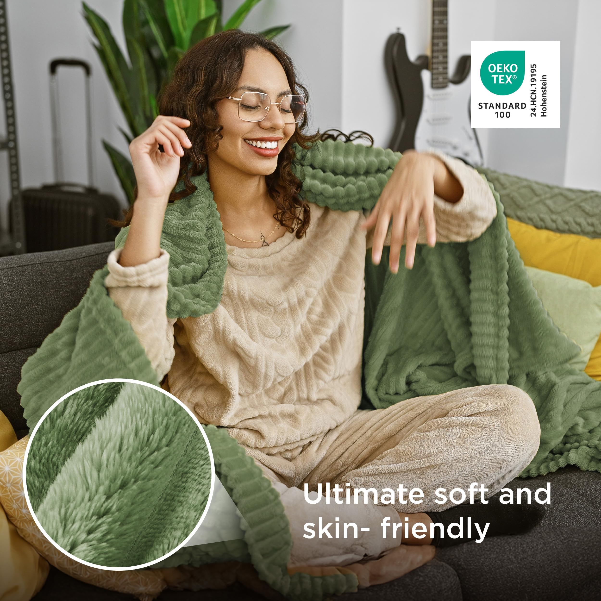 Bedsure Soft Twin XL Blanket for Bed Dorm Reseda Green 66"x90"