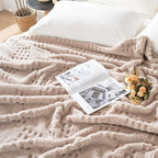 50x70 Inch Waffle Brown Throw Blanket -Fluffy Fleece, Neutral Tan Color, Cute & Aesthetic, Perfect for Sofa, Couch, Chair, Bed, Living Room & Bedroom, All-Season Use, Plush & Cozy Decorative Blanket