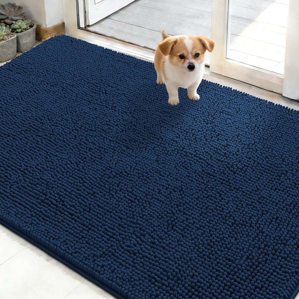 OLANLY Dog Door Mat for Muddy Paws 50x30, Super Absorbent Chenille Mud Mat
