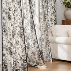 jinchan Vintage Floral Linen Curtains 84 Long for Living Room 2 Panels