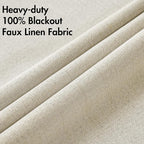 MIULEE 100% Blackout Linen Curtains for Bedroom 52x120 Inches Cream
