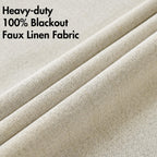 MIULEE 100% Blackout Linen Curtains for Bedroom 52x84 Inches Cream