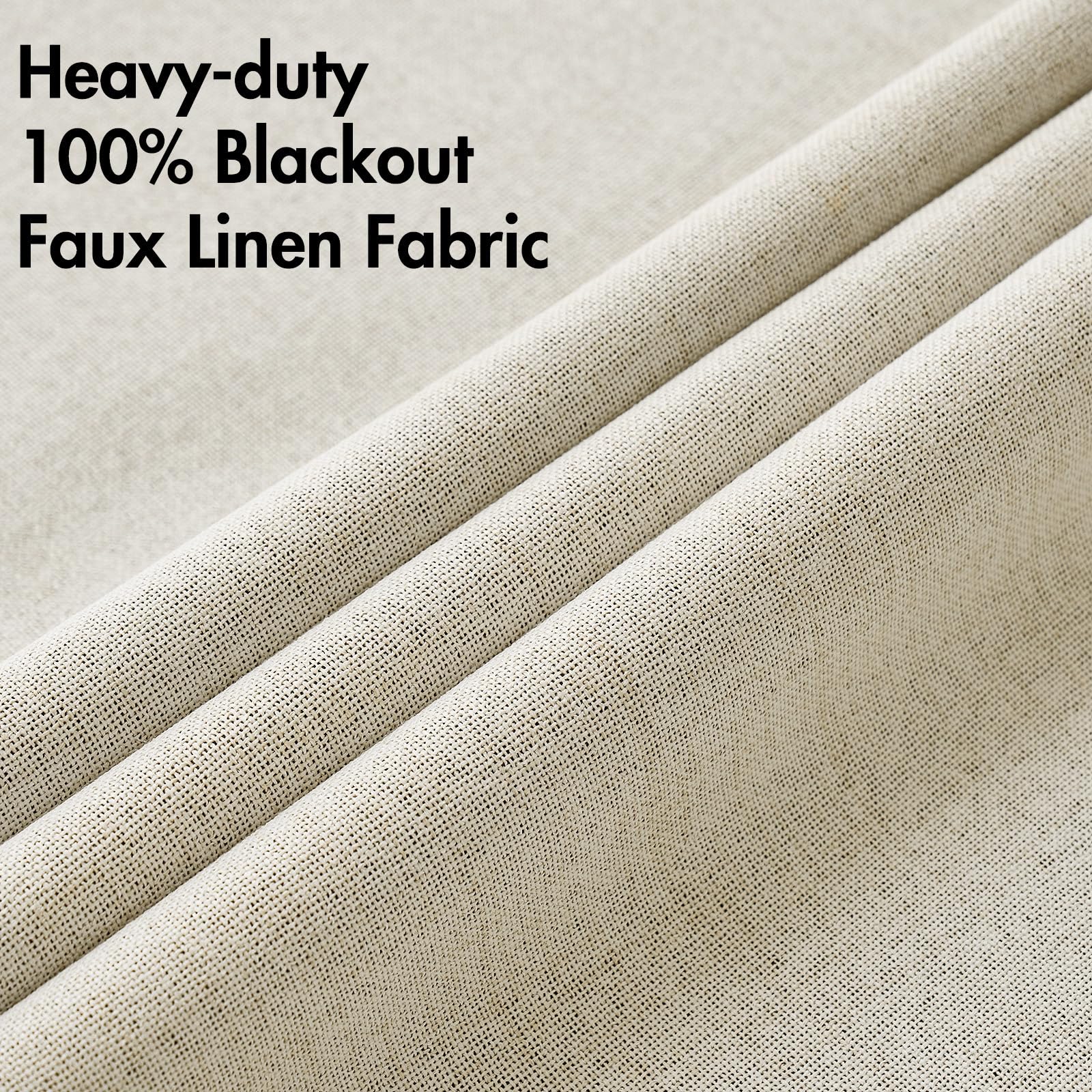 MIULEE 100% Blackout Linen Curtains for Bedroom 52x84 Inches Cream