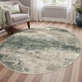BEIMO 4FT Round Rug for Bedroom, Green Taupe Washable Abstract Non Slip Rug