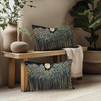 Rustic William Morris Inspired Night Forest Green Moon Decor Pillow Covers 12x20 Set of 2,Vintage Botanical Nature Landscape Decorative Throw Pillow Covers for Home Bedroom Living Room