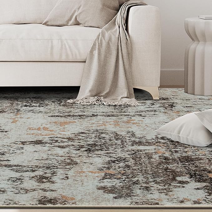 5x7 Area Rugs for Living Room Washable Bedroom Dining Room Brown Beige