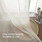 Simplebrand Natural Linen Textured Sheer Curtains 96 inches Long 2 Panels, Rod Pocket Solid Color Window Sheer Curtain Panels, Elegant Curtains & Drapes for Living Room, Bedroom (40" W x 96" L)