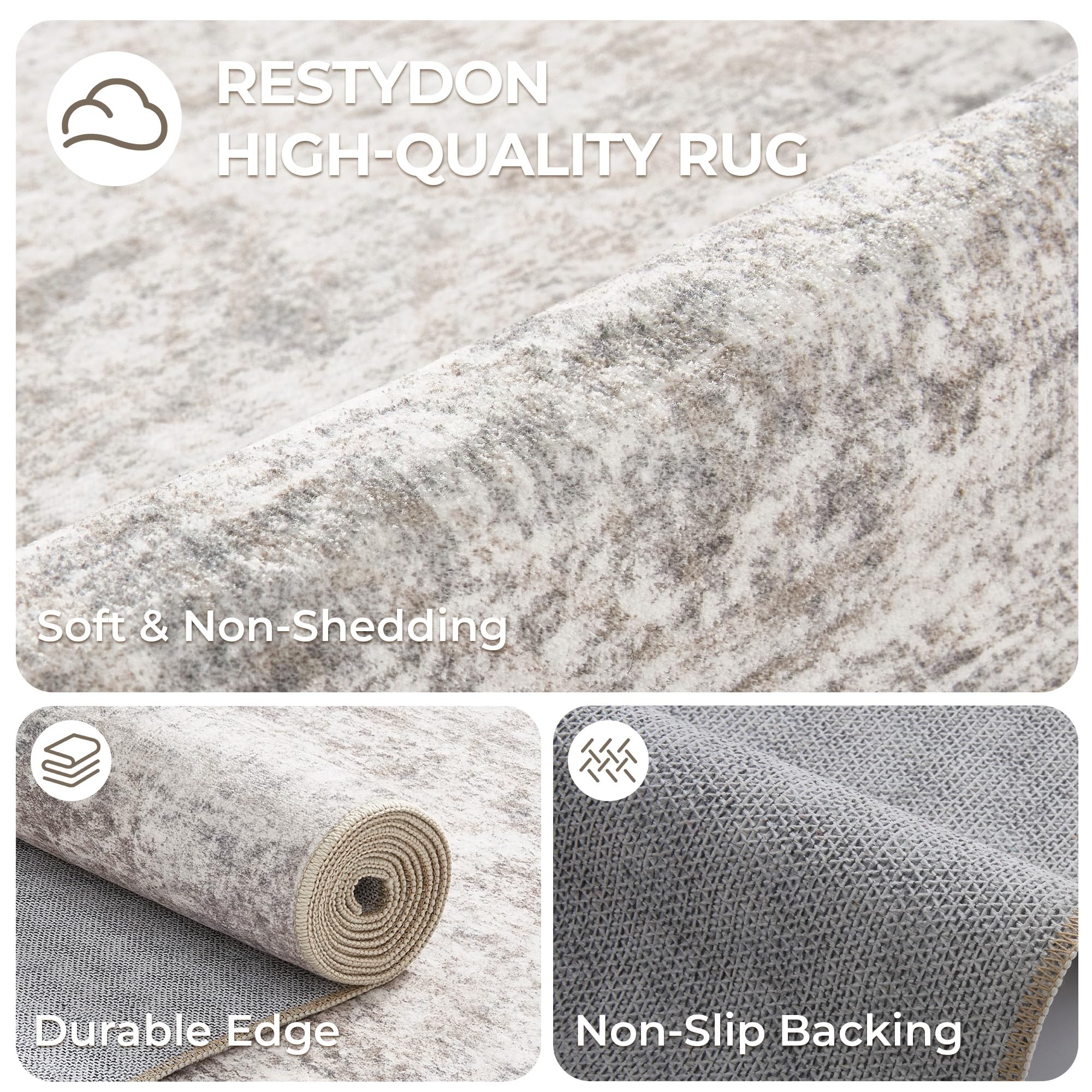Restydon 2x12 Runner Rug Non Slip,Washable Hallway Runner Rug,Taupe