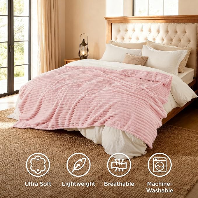 Bedsure Soft King Size Blankets for Bed Coral Pink 108"x90"