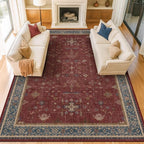Hazo Haus Oriental 9x12 Soft Rugs for Living Room - Dark Red Rugs for Bedroom Aesthetic, Dining Room Under Kitchen Table, Washable Soft Non Slip Large Area Vintage Décor