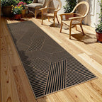 Lahome Enfys Modern Geometric Runner Rug, 2x8 Washable Rug Runners for Hallways Non Slip, Black Outdoor Carpet with Rubber Backing, Farmhouse Non Shedding Kitchen Mats for Floor Entryway