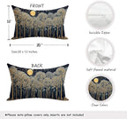 Rustic Dark William Morris Night Forest Moon Decor Pillow Covers 12x20,Vintage Gold Botanical Nature Landscape Decorative Throw Pillow Covers for Home Bedroom Living Room