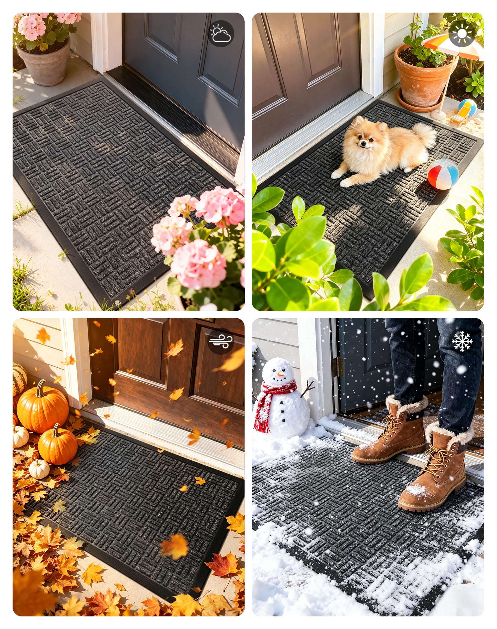 Mibao Front Door Mat Outdoor Entrance, 29.5" x 17" Heavy Duty Welcome Mat for Outdoor and Indoor, Waterproof Dirt Trapper Doormat, Super Absorbent Indoor Entryway Mat for Patio & Porch - Gray