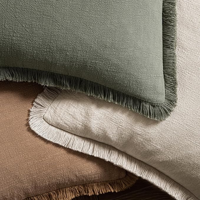 MIULEE Linen Decorative Euro Throw Pillow Covers Light Olive Green 28x28