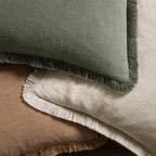 MIULEE Linen Fringe Decorative Throw Pillow Covers Light Olive Green 18x18