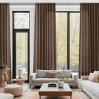 Cappuccino Linen Curtains for Living Room 105 Inches Long Light Filtering Semi Sheer Curtain Back Tab Rod Pocket Luxury Modern Rustic Home Decor Neutral Drapes for Bedroom Dinner Room 52x105, 2 Panels