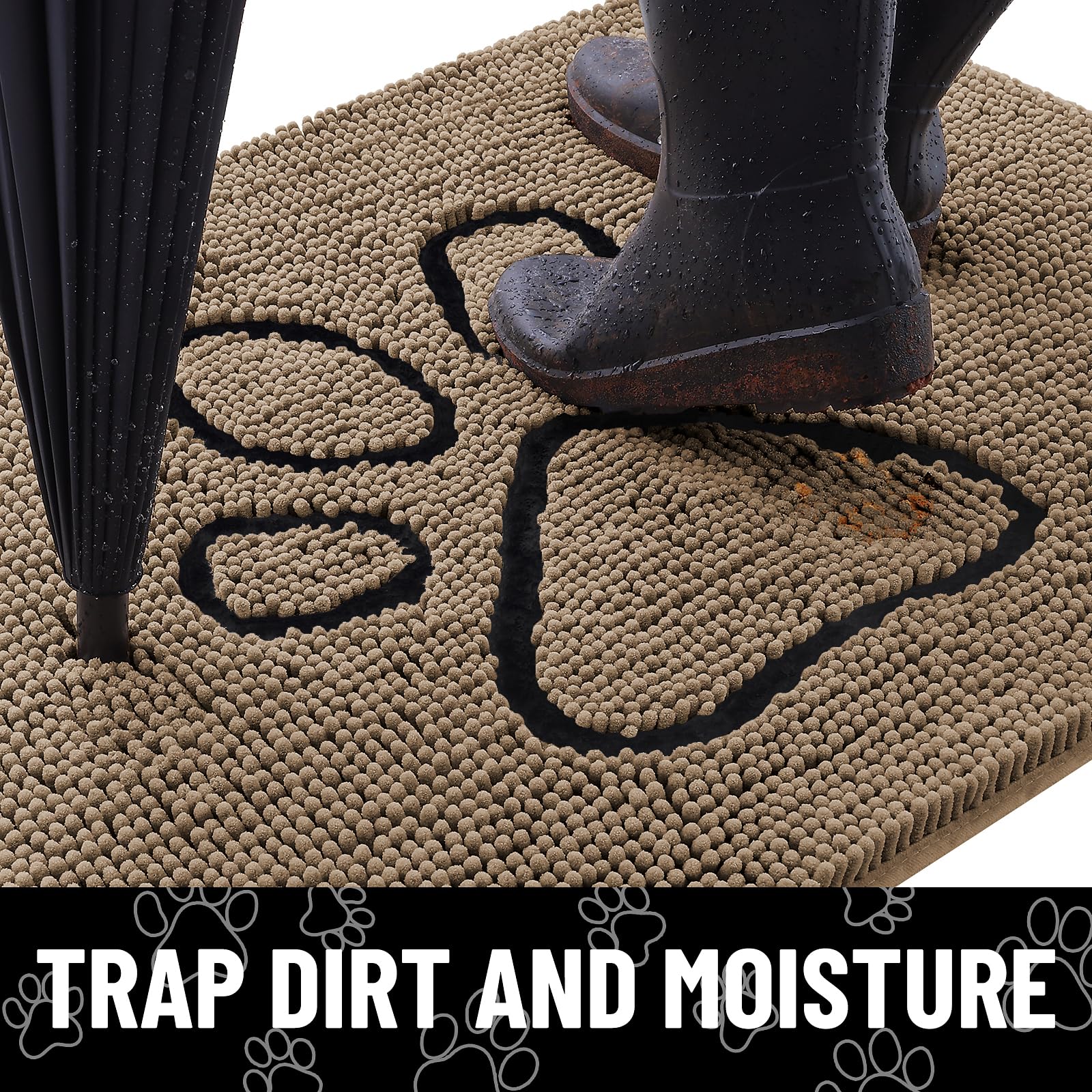 Smiry Dog Door Mat for Muddy Paws, Absorbent Non Slip Dirt Trapper, 30x20