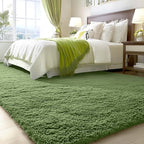 OLANLY 5x7 Machine Washable Large Area Rugs for Living Room, Bedroom, Soft Fluffy Shaggy Bedside Rug, Indoor Floor Carpet for Kids Girls and Boys, Dorms, Nursery, Home Decor Aesthetic, Green