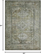 BEIMO Area Rugs 5x7 for Living Room Bedroom, Modern Boho Machine Washable Large Distressed Light Greyish Sage Green Rug, Low Pile Floor Carpet with Non Slip Backing for Dining Room