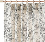 jinchan Pinch Pleated Curtains Floral Linen Blend Curtains for Living Room 96 Inches Length Black Peony Flower Printed Curtain Rod Pocket Back Tab Farmhouse Pinch Pleat Drapes with Hooks Set 2 Panels
