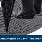 Smiry Half Circle Front Door Mat Outside Entrance, Heavy Duty Sturdy Natural Rubber Doormat, Trap Dirt and Moisture, Low Profile Mats for Indoor Outdoor Entry, Irregular Triangle (29.5x17, Grey)