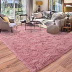 Quntue Rugs for Living Room 8x10, Soft Shaggy Modern Shag Area Rug for Bedroom, Upgrade Non-Slip Plush Fluffy Carpet for Kids Boys Girls Room Home Decor Aesthetic, Blush
