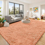 OLANLY 8x10 Machine Washable Large Area Rugs for Living Room, Bedroom, Soft Fluffy Shaggy Bedside Rug, Indoor Floor Carpet for Kids Girls and Boys, Dorms, Nursery, Home Decor Aesthetic, Muted Orange