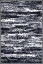 Lansny Modern Abstract Entryway Rug Indoor 2x3 Washable Rug Non-Slip Soft Small Area Rug Black Grey Kitchen Mats Thin Print Faux Wool Floor Carpet Throw Rugs for Entrance Bedroom