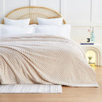 EXQ Home King Size Blanket for Bed or Couch - 3D Imitation Turtle Shell Jacquard Decorative Fleece Blankets - Cozy Soft Lightweight Fuzzy Flannel Blanket Suitable for All Seasons(90"×108",Beige)