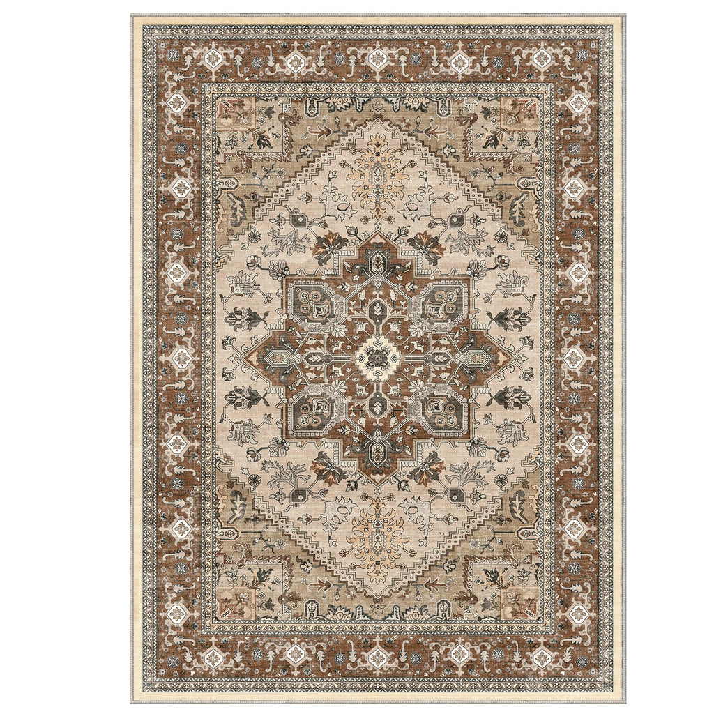 OPPODREAM Soft Area Rugs 3x5, Persian-Inspired Washable Rug, Brown