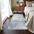 Washable 2x4 Kitchen Area Rugs: Abstract Stain-Resistant Sink Rug Non-Slip Durable Doormat Ultra Soft Bedroom Nursery Besides Carpets Indoor Water Resistant Bathroom Floor Mat(2x4,Blue/Ivory)