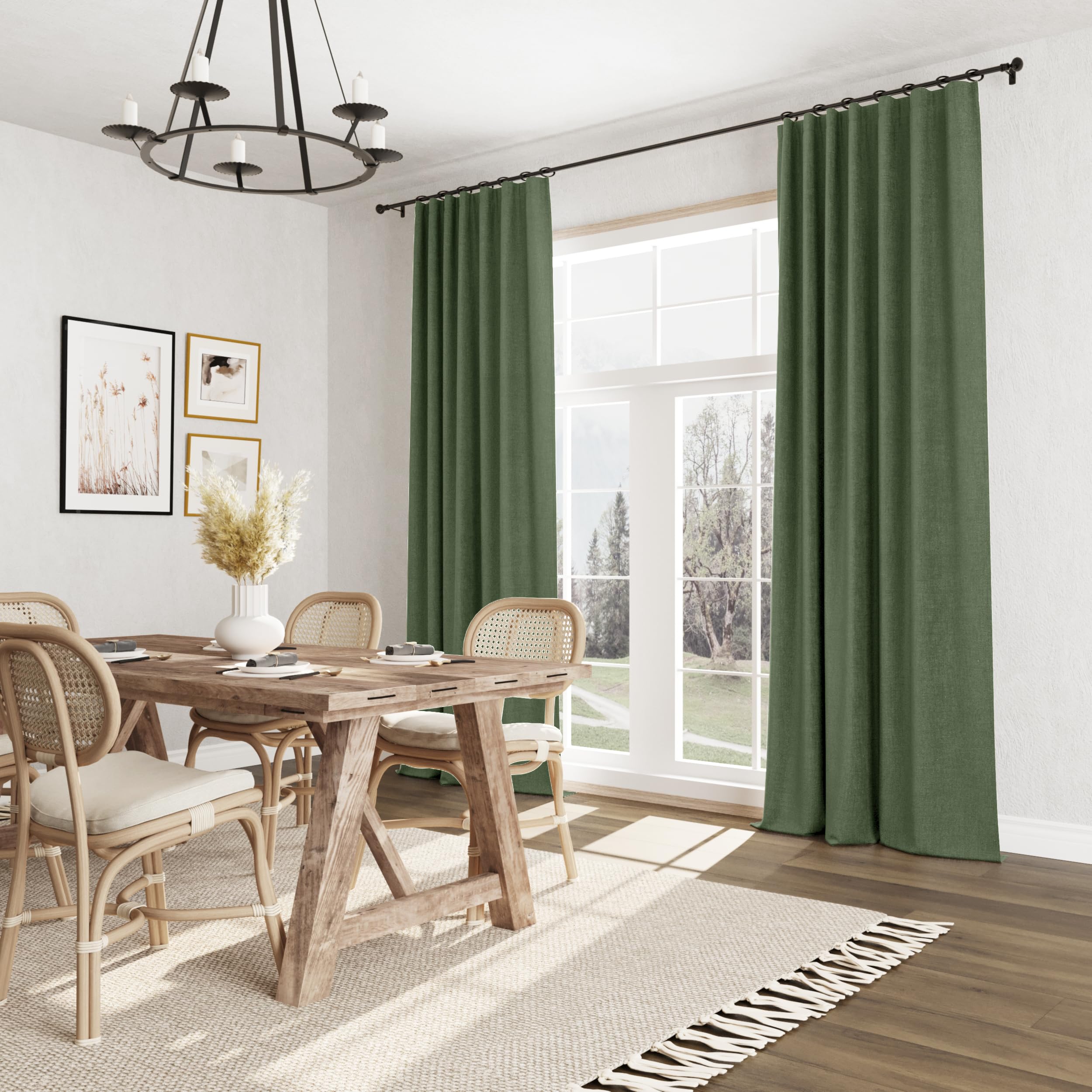 Guken Olive Green 100% Blackout Curtains 72 Inch Length 2 Panels Set for Living Room Bedroom Back Tab Thermal Insulated Black Out Linen Drapes Room Darkening Window Curtains 72 Inches Long