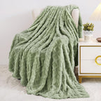 Aganear Fleece Throw Blanket for Couch Sofa 60"x80" Sage Green