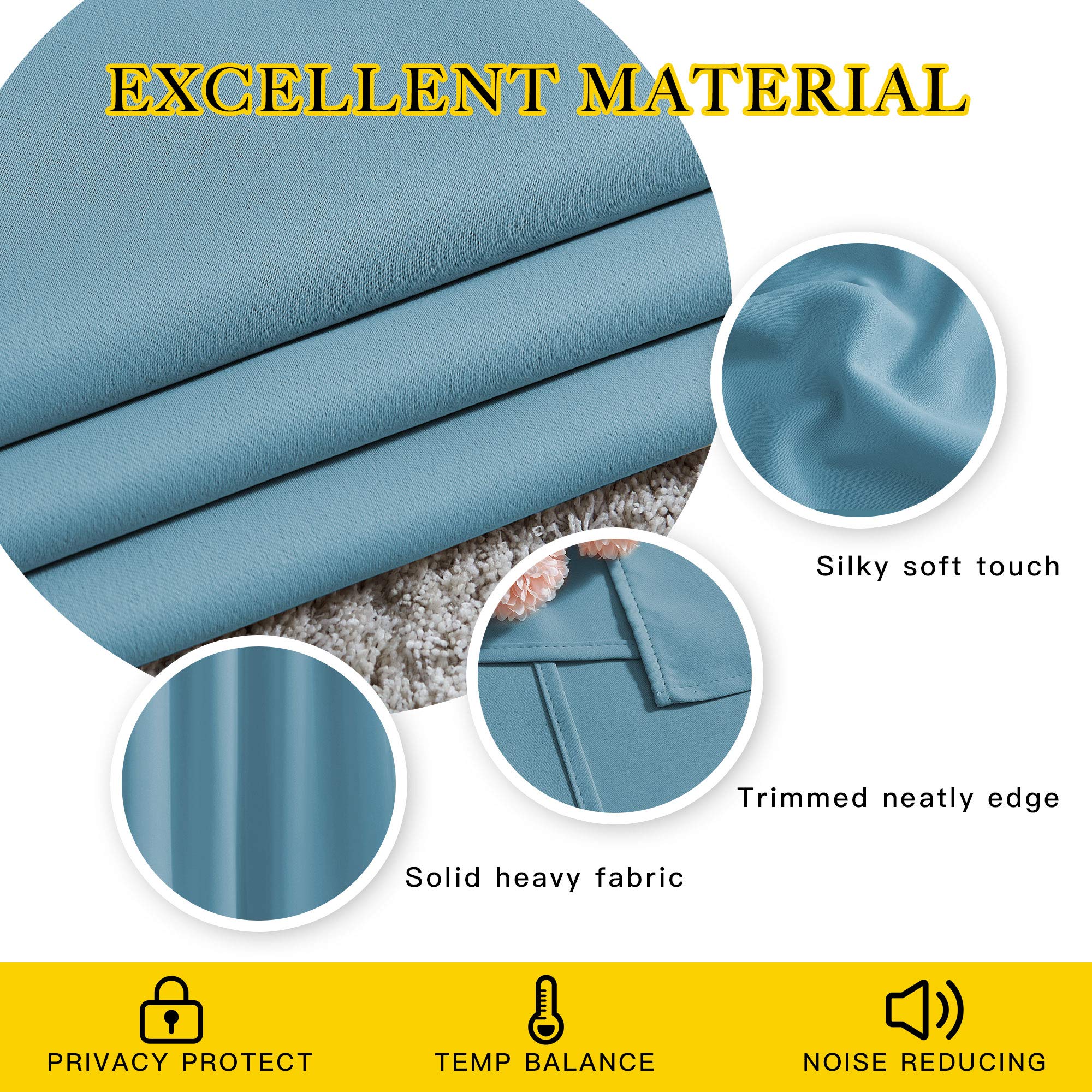 NICETOWN Room Darkening Curtains Extra Long 102 Inches - Grommet Thermal Insulated Weighted Window Drapes Sound Reducing for Living Room/Farmhouse (W66 x L102, Teal Blue, 2 Panels)