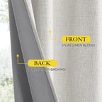 NICETOWN Snowbound Vintage Linen 100% Blackout Curtains for Living Room, Thermal Insulated Curtains 90" Long, Noise Reducing Window Treatment Drapes for Home Office, 62" Wide Per Panel, Set of 2