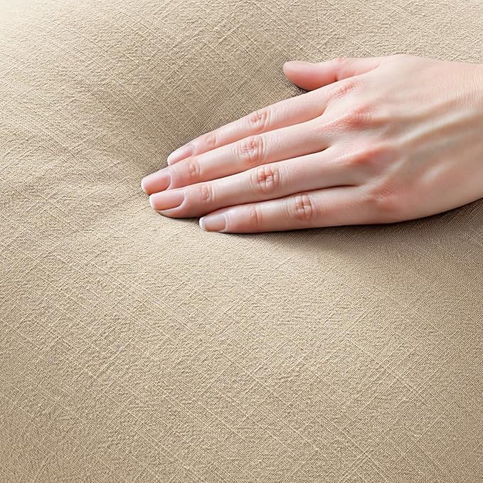 MIULEE Boho Linen Fringe Decorative Throw Pillow Covers Beige 16x16