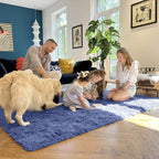 OLANLY 6x9 Machine Washable Large Area Rugs for Living Room, Bedroom, Soft Fluffy Shaggy Bedside Rug, Indoor Floor Carpet for Kids Girls and Boys, Dorms, Nursery, Home Decor Aesthetic, Denim Blue