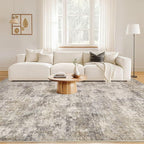 Nakagishi 8x10 Area Rugs Living Room: Washable Abstract Large Neutral Soft Rug Stain Resistant Modern Indoor Floor Non-Slip Carpet for Bedroom Nursery Kids Playroom Office Dining Room Dorm- Brown Grey