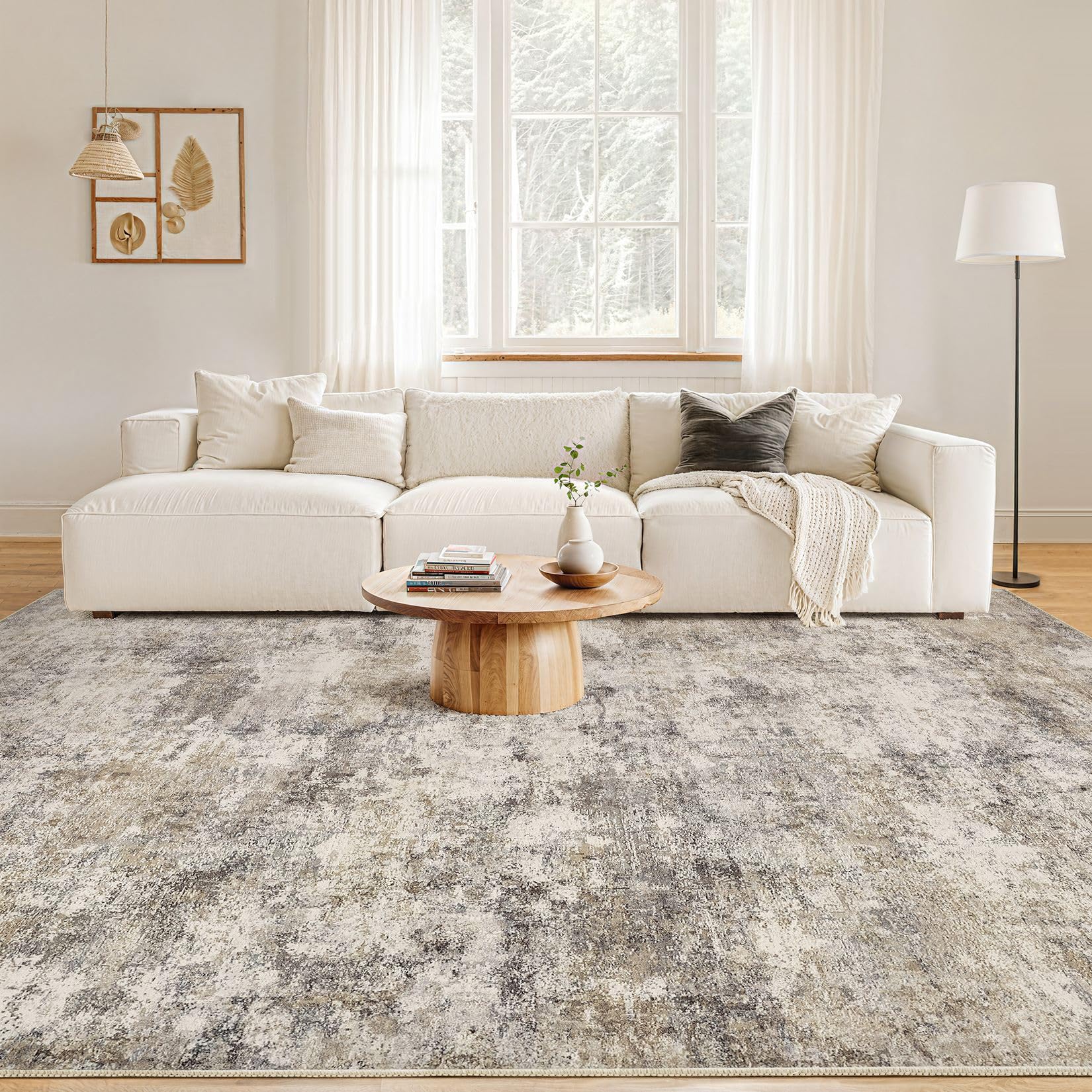 Nakagishi Boho 9x12 Area Rug Living Room Rugs Machine Washable Brown Grey