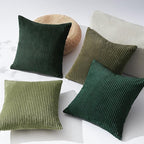 Topfinel Couch Throw Pillows Covers 18x18 Inch Set of 4,Olive Emerald Green Corduroy Decorative Cushion Case,Rustic Fun Living Room Decor fundas para cojines