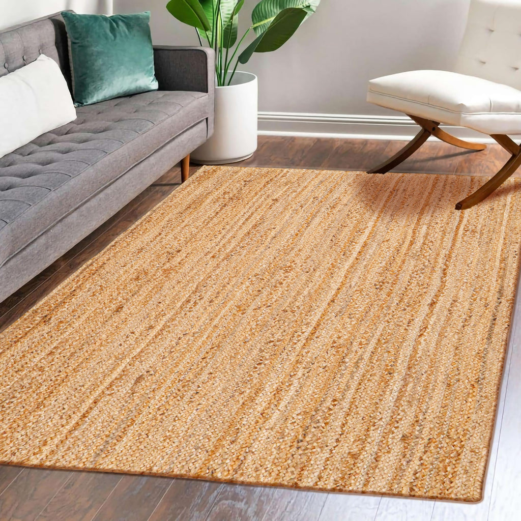 Hausattire Jute Braided Area Rug, Natural, 3x5 ft